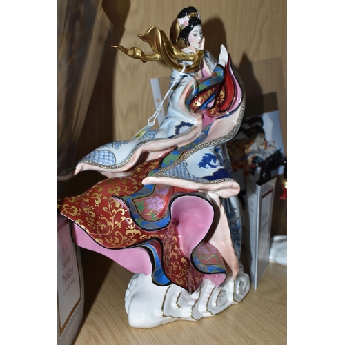 698 - THREE BOXED FRANKLIN MINT FIGURES, comprising 'My Spirit Unconquered', 'The Snow Princess', 'The Dra... 