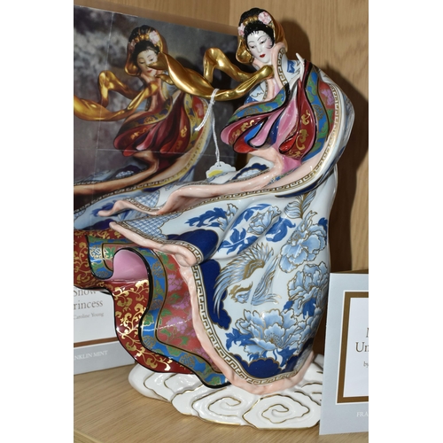 698 - THREE BOXED FRANKLIN MINT FIGURES, comprising 'My Spirit Unconquered', 'The Snow Princess', 'The Dra... 