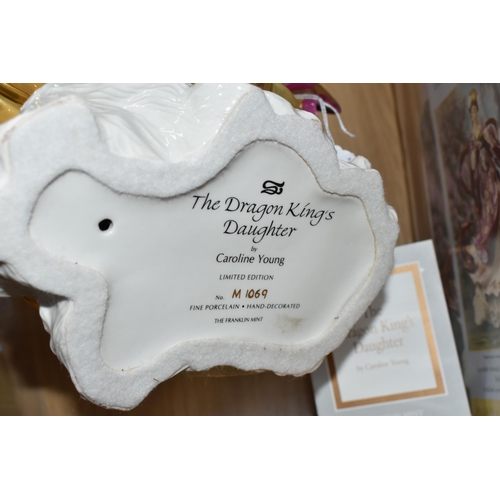 698 - THREE BOXED FRANKLIN MINT FIGURES, comprising 'My Spirit Unconquered', 'The Snow Princess', 'The Dra... 