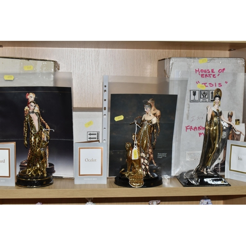 699 - THREE BOXED FRANKLIN MINT 'HOUSE OF ERTÉ' FIGURES,  'Isis', 'Ocelot' and 'Leopard' (3 + boxes) (Cond... 