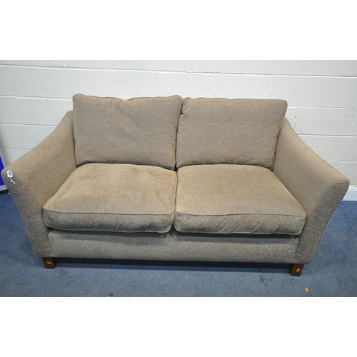 1422 - A UNBRANDED BROWN UPHOLSTERED TWO SEATER SETTEE, length 181cm x depth 98cm x height 76cm (condition ... 