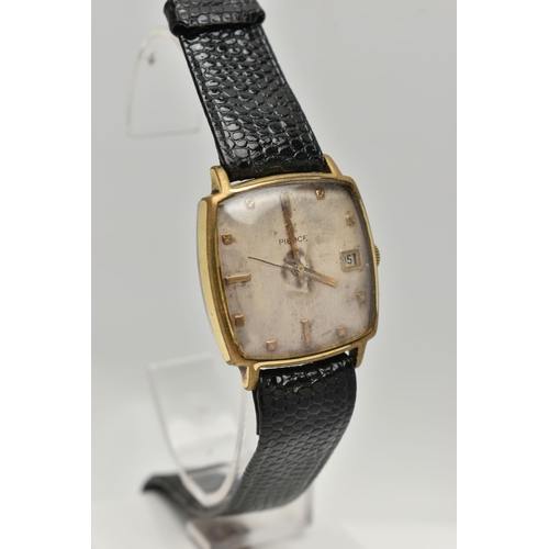 13 - TWO GOLD PLATED VINTAGE WRISTWATCHES, the first a Pierce cushion shaped automatic wristwatch, discol... 