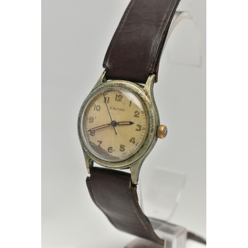 16 - TWO MANUAL WIND EARLY TO MID 20TH CENTURY WRISTWATCHES, the first a discoloured silvered dial Baume ... 