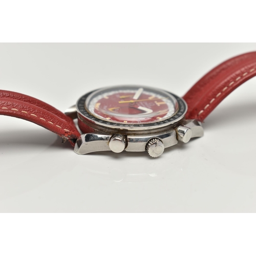 2 - AN OMEGA SPEEDMASTER REDUCED RACING RED MICHAEL SCHUMACHER EDITION WRISTWATCH, red dial with three s... 