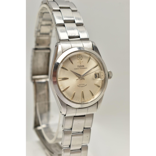 21 - A TUROR PRINCE OYSTERDATE WRISTWATCH, the silver colour dial, with silver coloured hourly applied ma... 