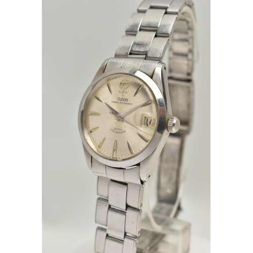 21 - A TUROR PRINCE OYSTERDATE WRISTWATCH, the silver colour dial, with silver coloured hourly applied ma... 