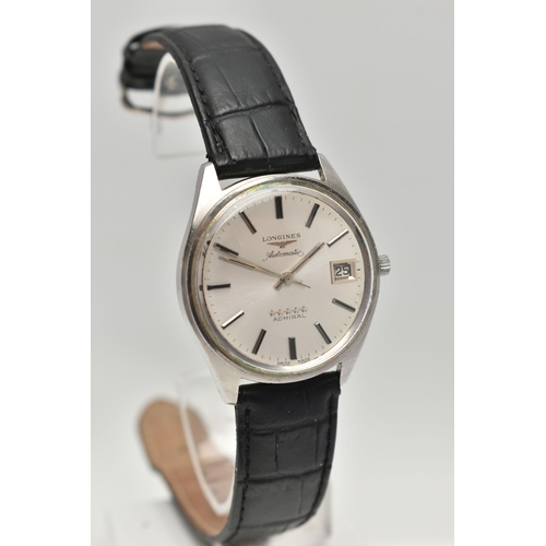 3 - A LONGINES 'ADMIRAL FIVE STAR' WRISTWATCH, silver colour dial with black and silver colour hourly ap... 