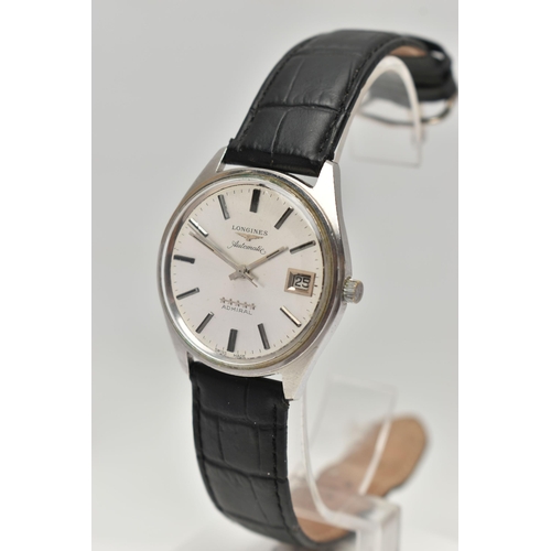 3 - A LONGINES 'ADMIRAL FIVE STAR' WRISTWATCH, silver colour dial with black and silver colour hourly ap... 