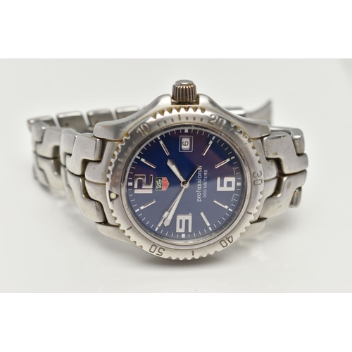 4 - A TAG HEUER PROFFESSIONAL 200M QUARTZ WRISTWATCH, blue dial illuminous silver colour hourly applied ... 