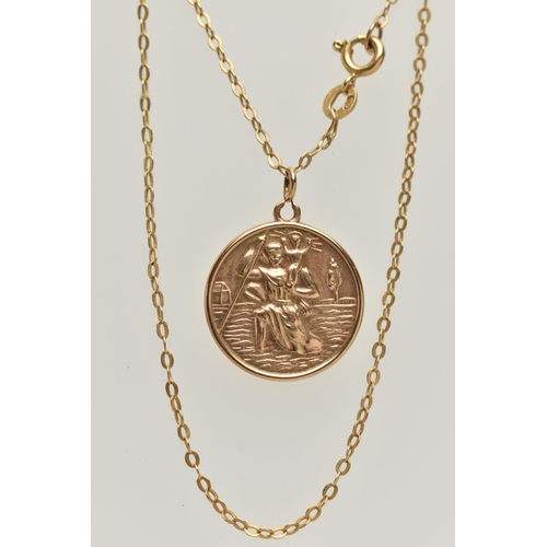 49 - A 9CT GOLD ST.CHRISTOPHER PENDANT AND CHAIN, circular St. Christopher pendant hallmarked 9ct Birming... 