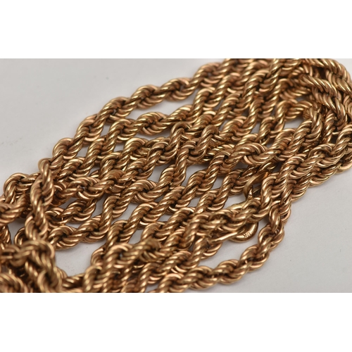 54 - A 9CT GOLD ROPE TWIST CHAIN, fitted with a spring clasp, hallmarked 9ct London import, length 640mm,... 