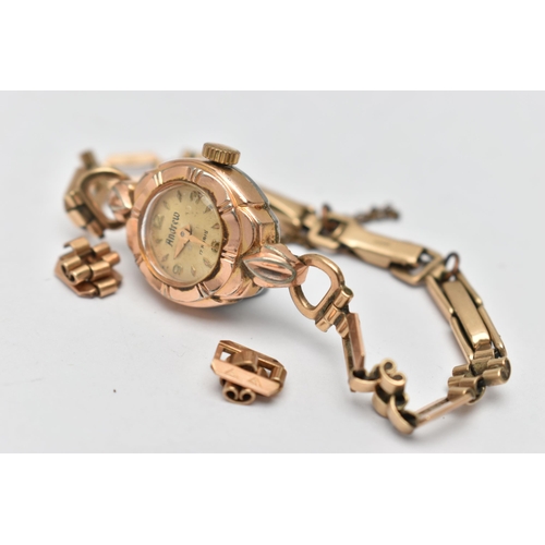 61 - A LADYS 'ANDREW' WRISTWATCH, manual wind AF, round gold dial signed 'Andrew' alternating Arabic nume... 