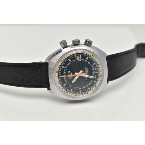 7 - A VINTAGE ORIS 'STAR' WRISTWATCH, dark blue dial with silver colour illuminious hourly applied marke... 