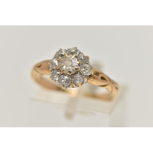 72 - A VICTORIAN DIAMOND CLUSTER RING, cluster of old cut diamonds, estimated total diamond weight 0.90ct... 