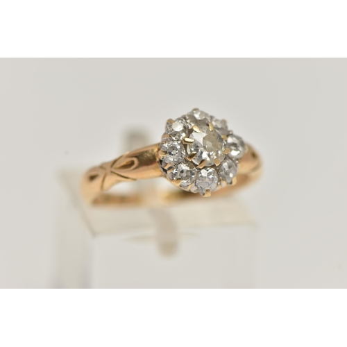 72 - A VICTORIAN DIAMOND CLUSTER RING, cluster of old cut diamonds, estimated total diamond weight 0.90ct... 