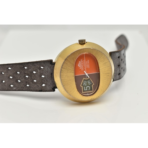 8 - A VINTAGE JOWISSA DIGITAL WRISTWATCH, brown and orange dial with white hands, date  window, the dial... 