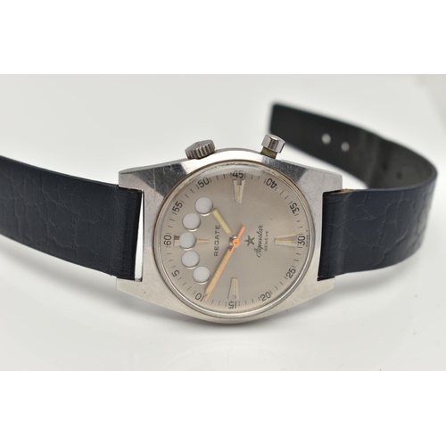 9 - AN AQUASTAR REGATE GENEVE WRISTWATCH WITH COUNTDOWN TIMER, silver colour dial with illuminous hourly... 