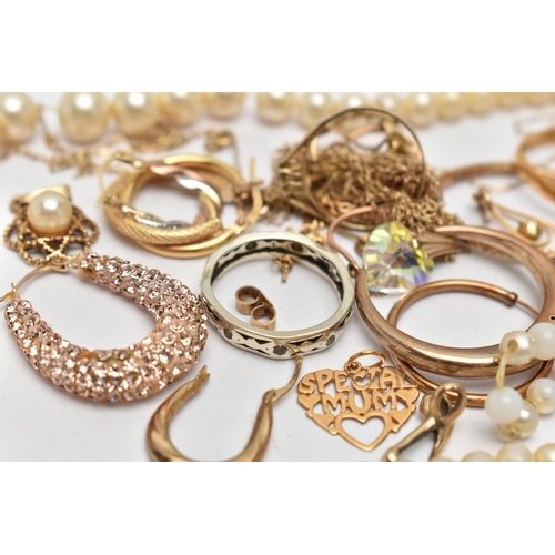 93 - AN ASSORTMENT OF GOLD AND YELLOW METAL JEWELLERY, an AF 22ct gold band ring, hallmarked 22ct Birming... 