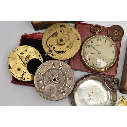 135 - TWO POCKET WATCHES, the first a gold plated, manual wind, open face watch, round silver engine turne... 