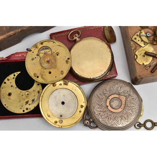 135 - TWO POCKET WATCHES, the first a gold plated, manual wind, open face watch, round silver engine turne... 