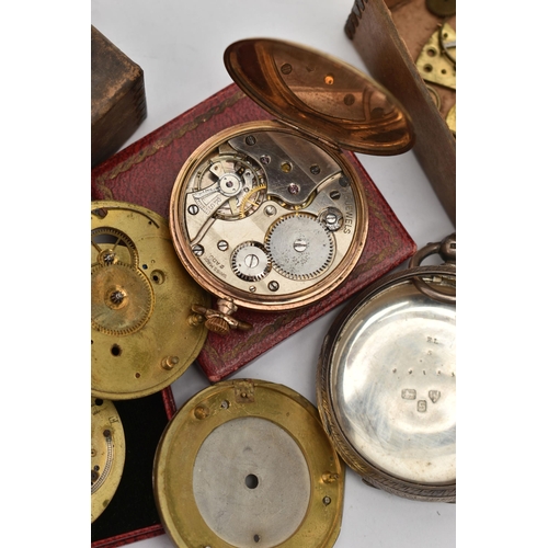 135 - TWO POCKET WATCHES, the first a gold plated, manual wind, open face watch, round silver engine turne... 