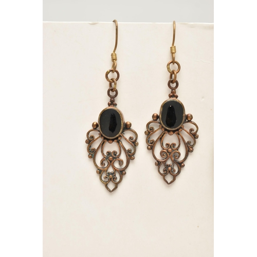 157 - TWO PAIRS OF LATE VICTORIAN/ EARLY 20TH CENTURY DROP EARRINGS AND ANOTHER PAIR, the first a pair of ... 