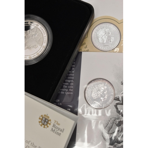 165 - THREE ROYAL MINT COINS, to include a boxed '100th Anniversary of the Death of Edith Cavell UK £5' Si... 