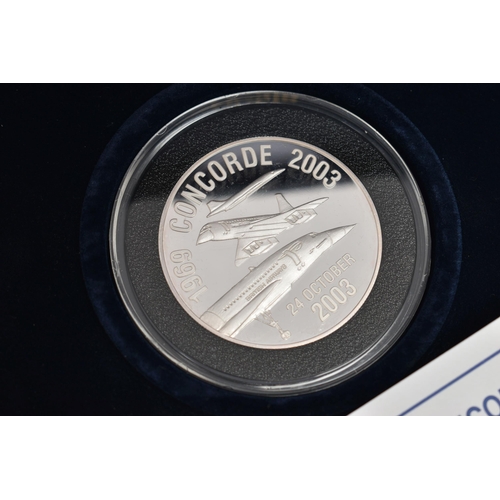 169 - THREE COINS, to include a boxed 'Westminster' 2oz Silver Concordes Last Flight Commemorative with CO... 