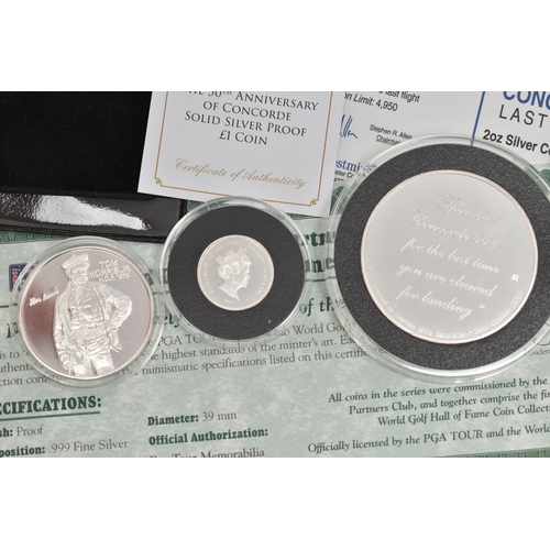 169 - THREE COINS, to include a boxed 'Westminster' 2oz Silver Concordes Last Flight Commemorative with CO... 