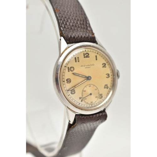 174 - THREE GENTS WRISTWATCHES, the first a manual wind 'Movado Sport', round silver dial, Arabic numerals... 