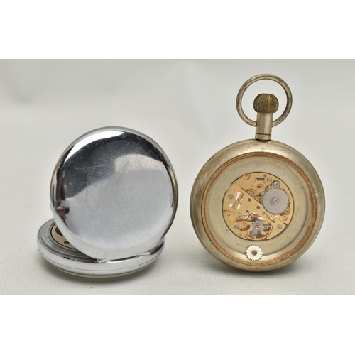 175 - A 'BREITLING' STOP WATCH AND A 'JAEGER LECOULTRE' POCKET WATCH, stop watch with round white dial sig... 