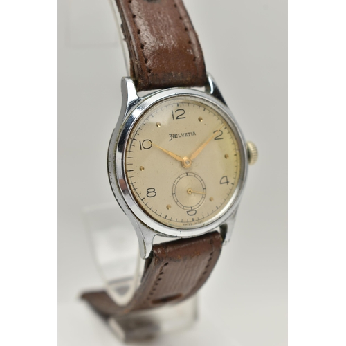 177 - TWO GENTS 'HELVETIA' WRISTWATCHES, the first manual wind, round silver dial signed 'Helvetia', alter... 