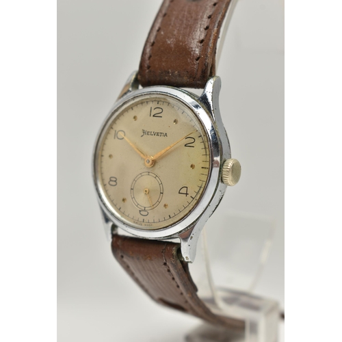 177 - TWO GENTS 'HELVETIA' WRISTWATCHES, the first manual wind, round silver dial signed 'Helvetia', alter... 