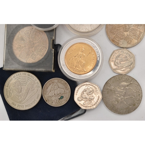 183 - A 25 DOLLAR ENDAGERED WILDLIFE COIN AND ASSORTED COMMEMORATIVE COINS, 1990 Cook Islands, Endangered ... 