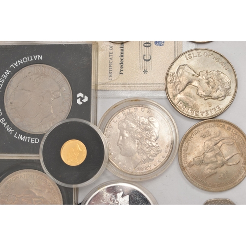 183 - A 25 DOLLAR ENDAGERED WILDLIFE COIN AND ASSORTED COMMEMORATIVE COINS, 1990 Cook Islands, Endangered ... 