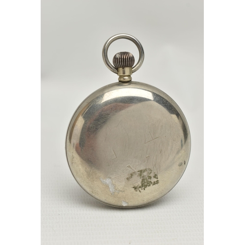 185 - A MILITARY ISSUE 'H.WILLIAMSON LTD' OPEN FACE POCKET WATCH, manual wind, round black dial signed 'H.... 