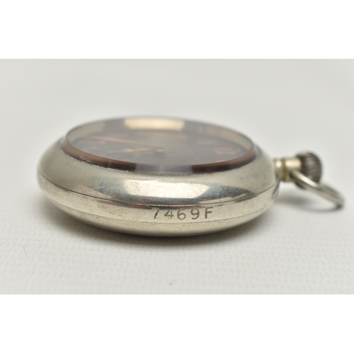 185 - A MILITARY ISSUE 'H.WILLIAMSON LTD' OPEN FACE POCKET WATCH, manual wind, round black dial signed 'H.... 