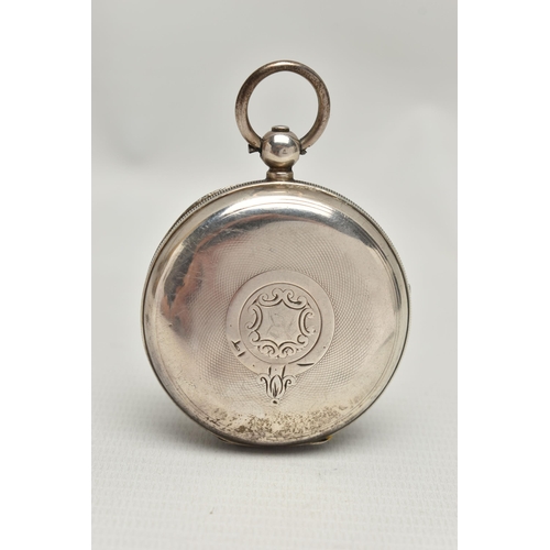 188 - AN EARLY 20TH CENTURY SILVER OPEN FACE POCKET WATCH, key wound, round white dial signed 'Fattorini &... 