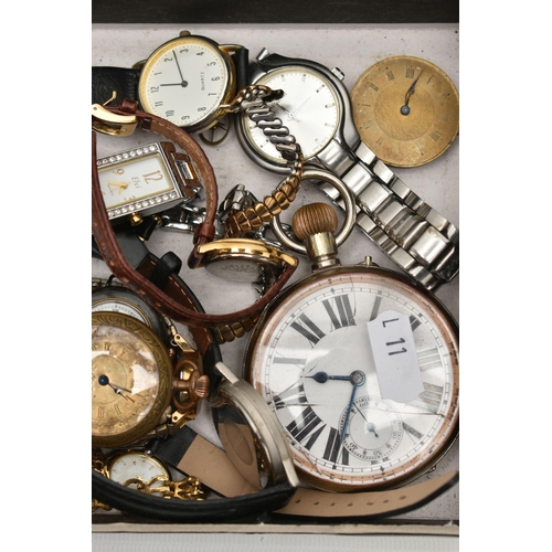 193 - AN ASSORTMENT OF WATCHES, a selection of pocket watches, wristwatches and watch parts, names to incl... 