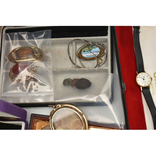 195 - A BOX OF ASSORTED ITEMS, to include a Victorian photo frame, fitted with one Victorian early photogr... 