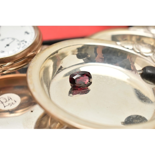 198 - A BOX OF ASSORTED ITEMS, to include a small silver bowl with snake handle, hallmarked 'Cooper Brothe... 