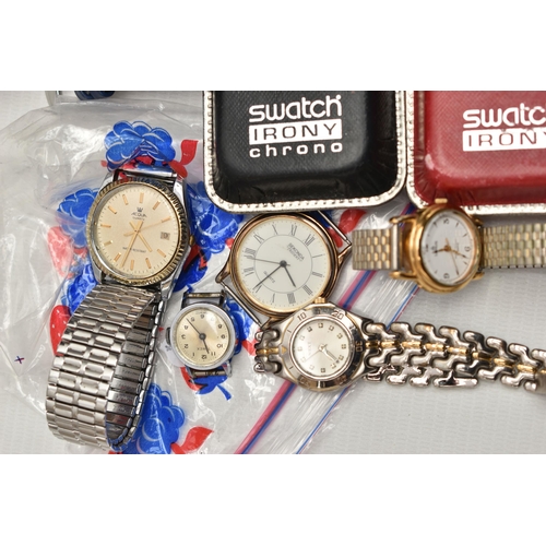 199 - A BOX OF WRISTWATCHES, to include a ladys boxed 'Karen Millen' quartz watch, a ladys boxed 'Rotary',... 