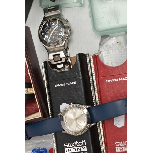 199 - A BOX OF WRISTWATCHES, to include a ladys boxed 'Karen Millen' quartz watch, a ladys boxed 'Rotary',... 