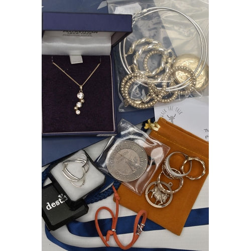 209 - A BOX OF ASSORTED ITEMS, to include a small selection of white metal jewellery, most stamped 925, ap... 