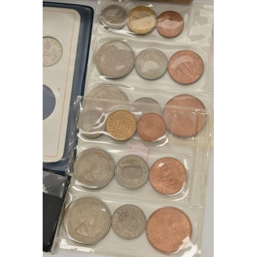 223 - TWO SMALL BOX LIDS OF COINAGE, to include 2x 1953 UK  sealed year sets, an 1885 some ware Victoria H... 