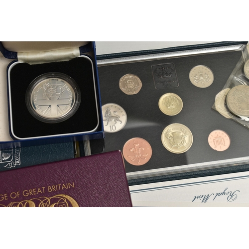 229 - A LARGE CARDBOARD BOX OF COINS, to include a cased Festival of Britain 1951 Ten coin set, three othe... 