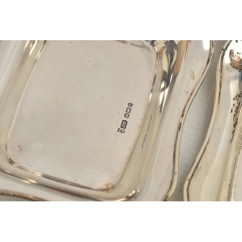 234 - TWO EARLY 20TH CENTURY SILVER BONBON DISHES, each of a rectangular from with wavy edges, hallmarked ... 