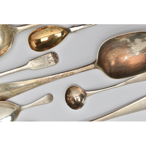 237 - A SMALL PARCEL OF SILVER FLATWARE, comprising a George III Hanoverian pattern tablespoon, maker Benj... 