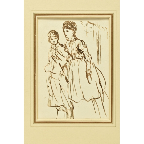 312 - CIRCLE OF RANDOLPH CALDECOTT (1848-1886) A PAGE FROM A SKETCHBOOK, a study of two female figures, un... 