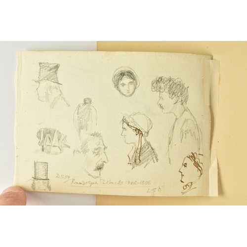 312 - CIRCLE OF RANDOLPH CALDECOTT (1848-1886) A PAGE FROM A SKETCHBOOK, a study of two female figures, un... 